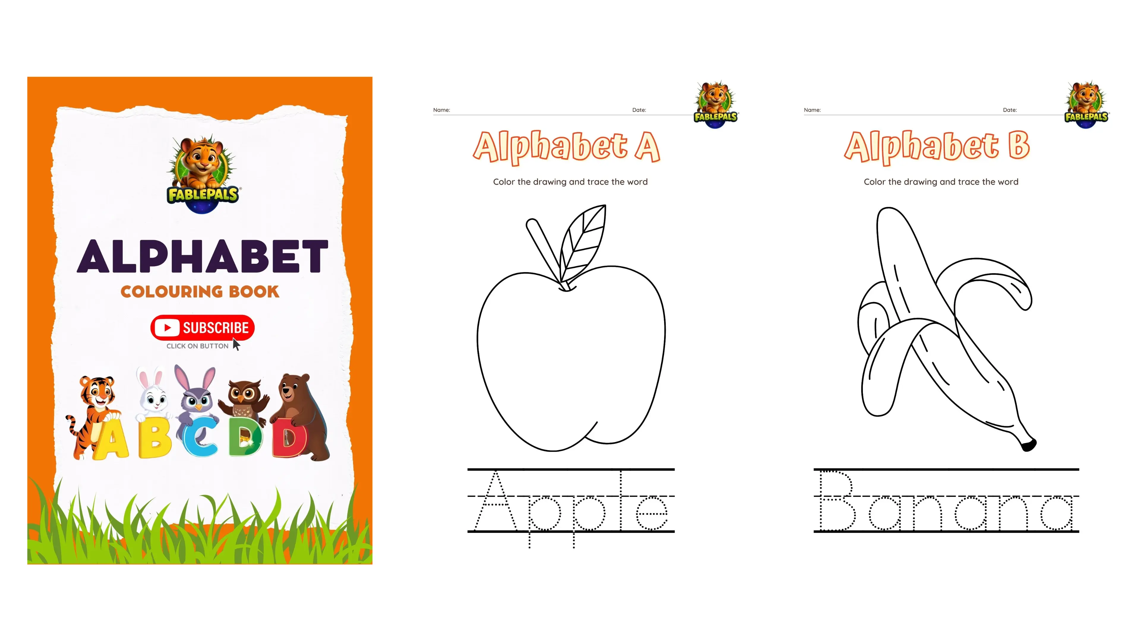 Alphabet Coloring Sheets with Tracing Letters (Digital Download)
