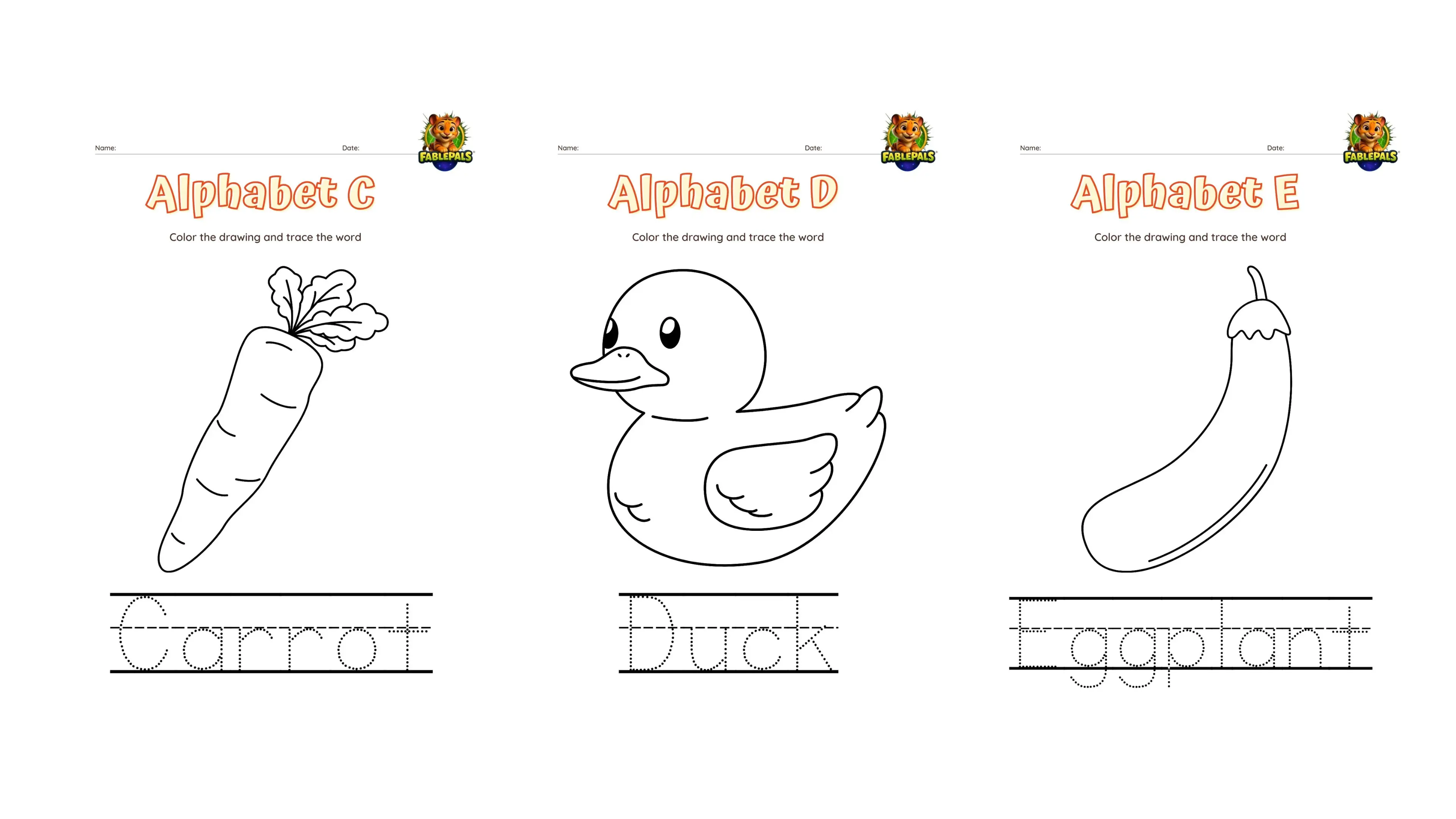 Alphabet Coloring Sheets with Tracing Letters (Digital Download)
