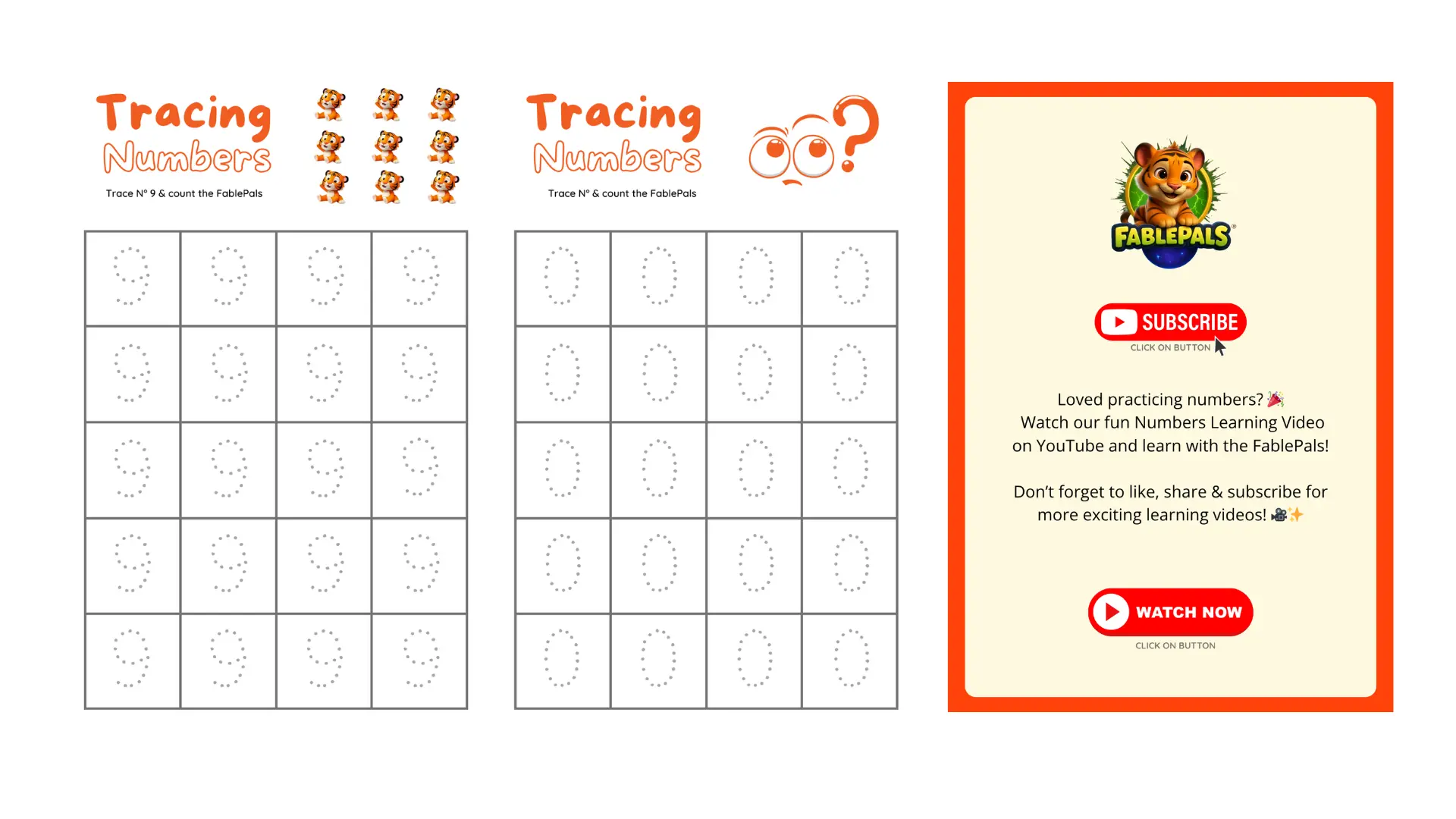 Number Tracing Sheets 0–9 (Digital Download)