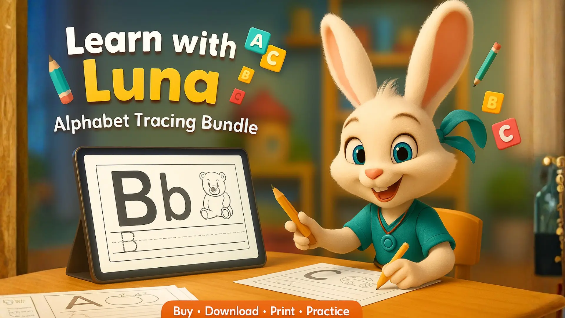 Alphabet Tracing 4 Sheets Bundle (Digital Download)